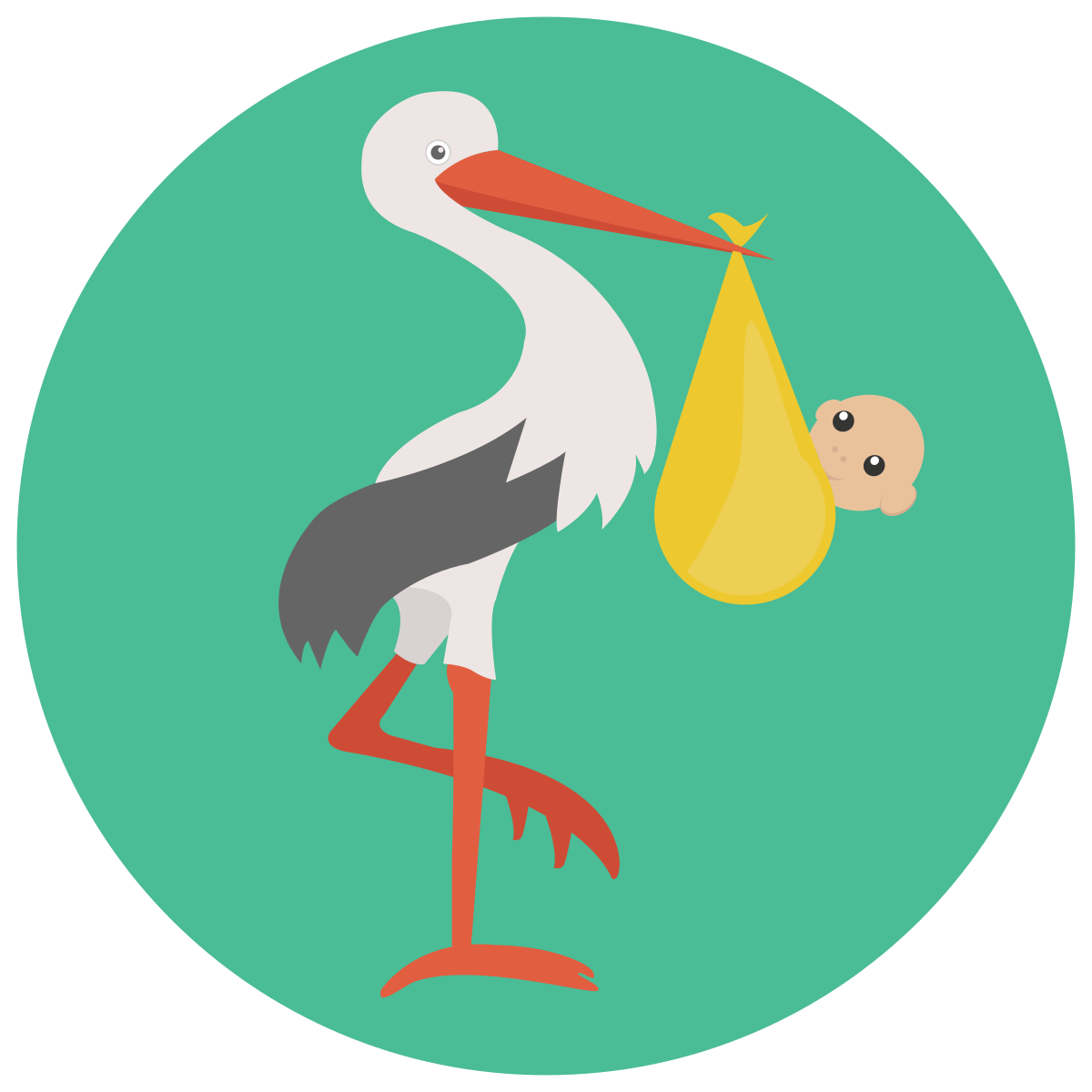 infographic style stork with bundle icon
