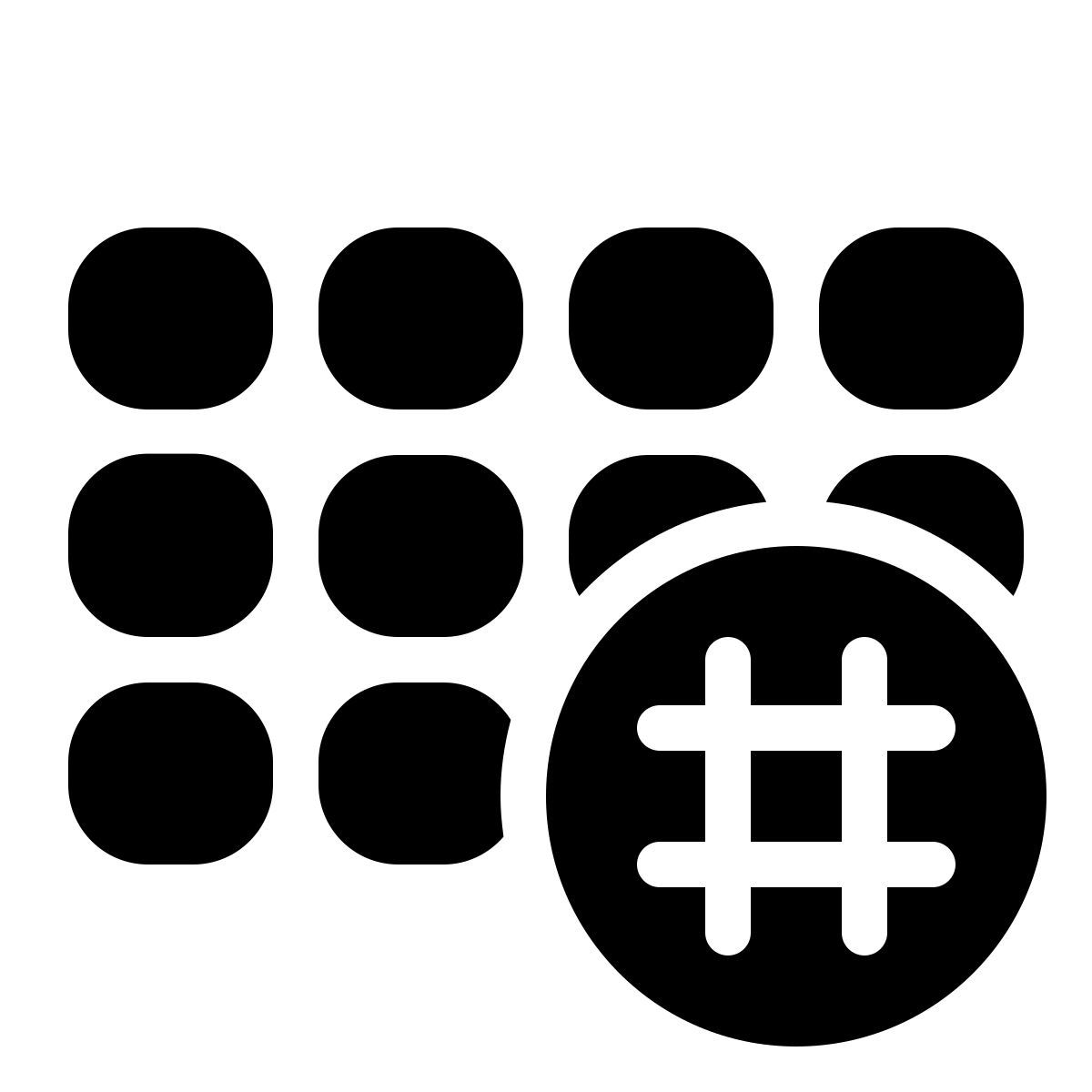 windows 11 filled style 해시 태그 활동 그리드 icon