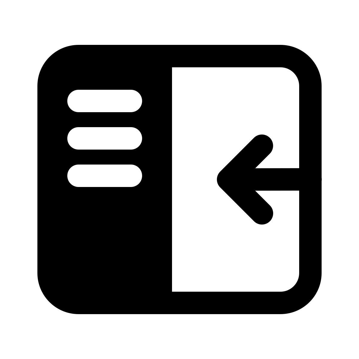 windows 11 filled style 사이드 패널 숨기기 icon