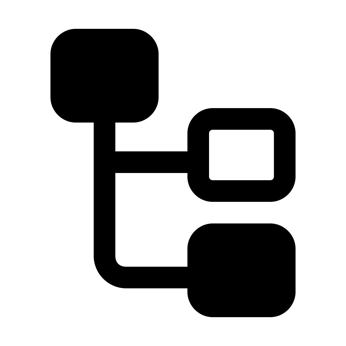 windows 11 filled style gráfico organizacional empilhado primeiro nó destaque icon