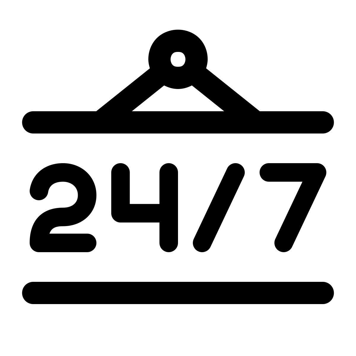 windows 11 outline style 24 7 open sign icon