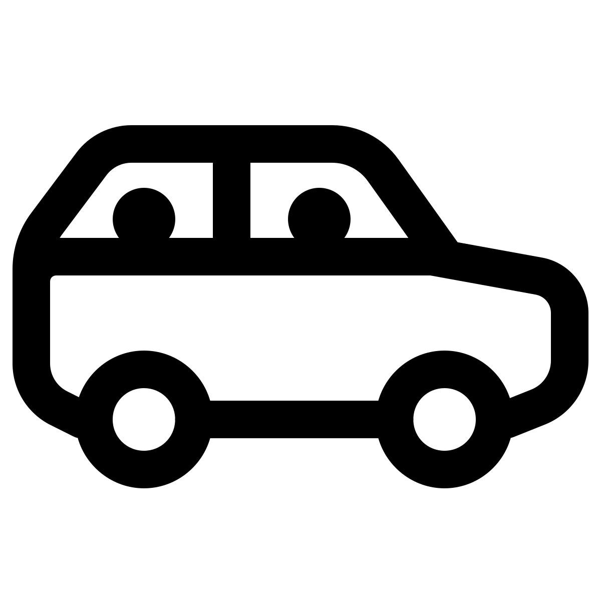 windows 11 outline style personas en coche, vista lateral icon