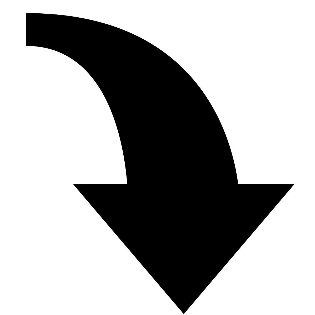 forma bold filled sharp style curved arrow downward icon