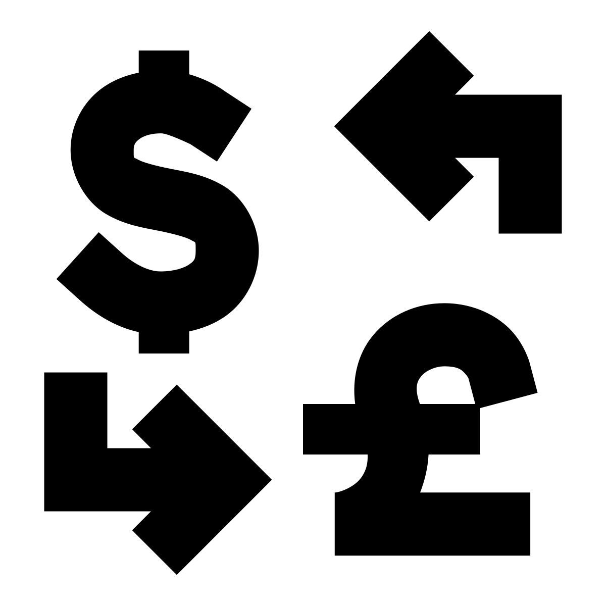 forma bold filled sharp style euro pound exchange icon