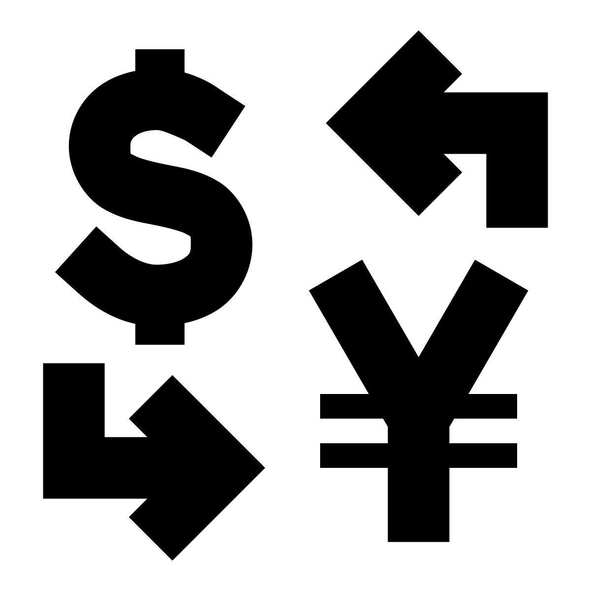 forma bold filled sharp style échange de yuan icon