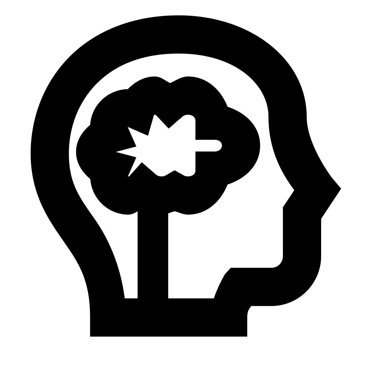 forma bold sharp style cabeza con cerebro icon