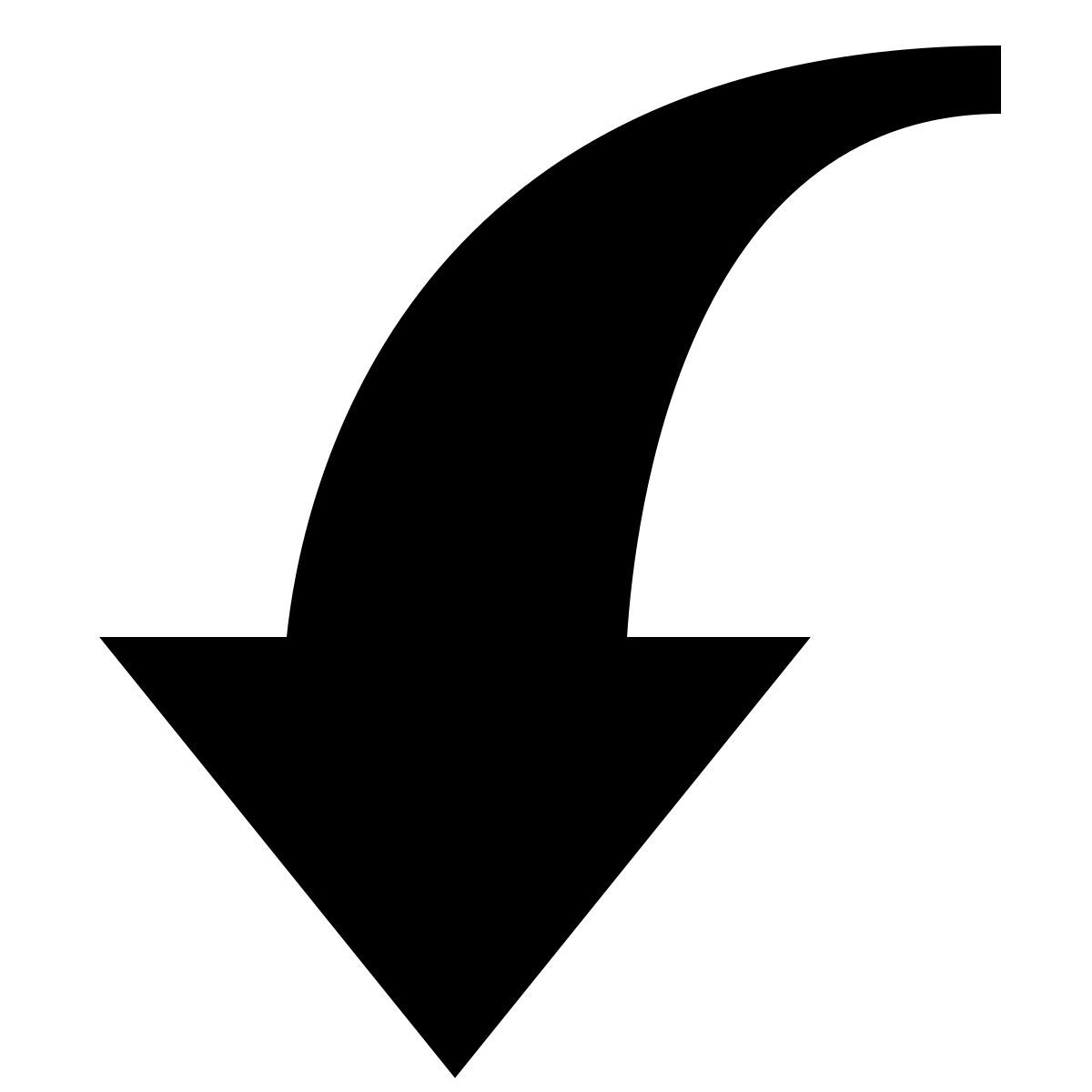 forma light filled sharp style curved arrow down icon