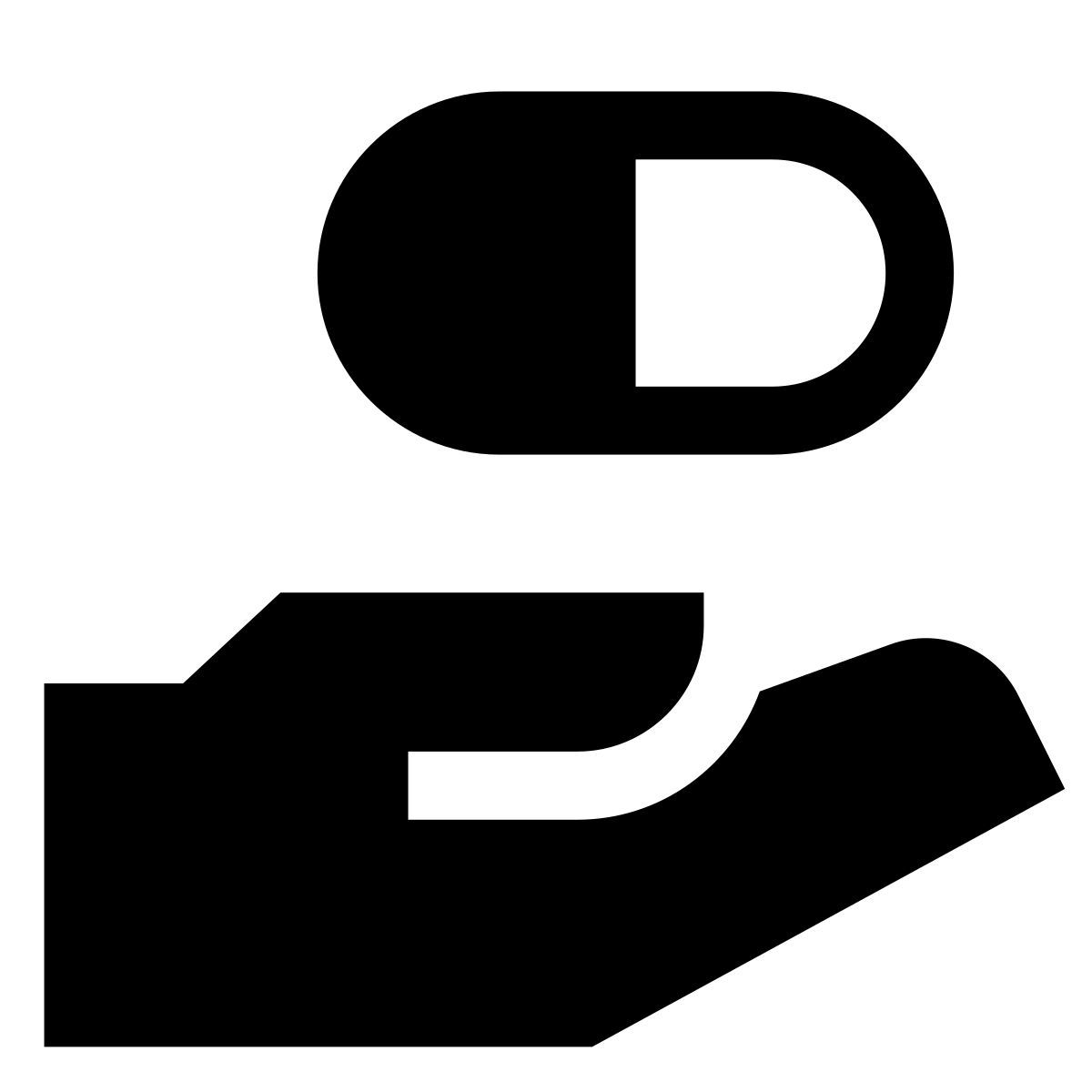 forma light filled sharp style mano con una píldora icon