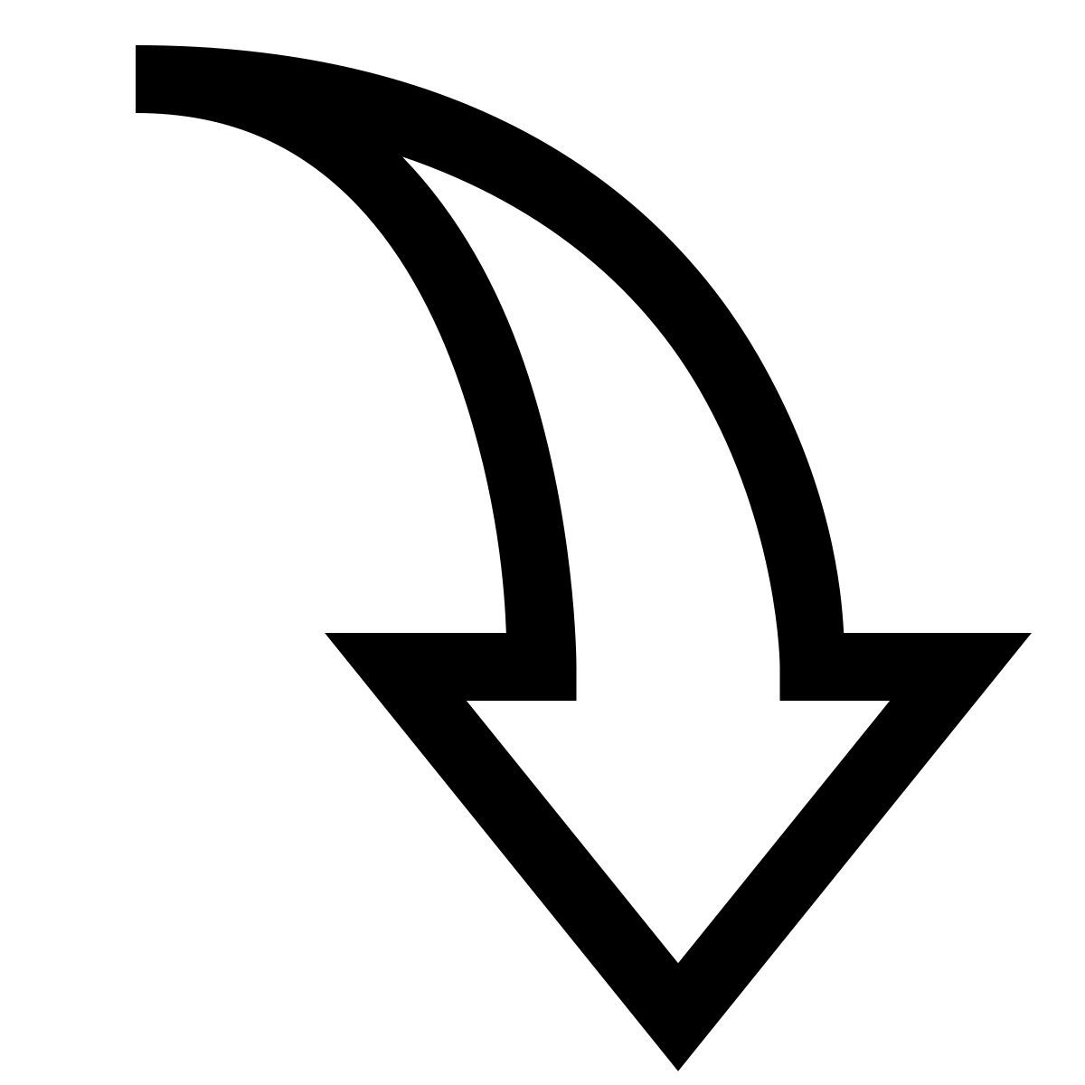 forma light sharp style curved arrow downward icon