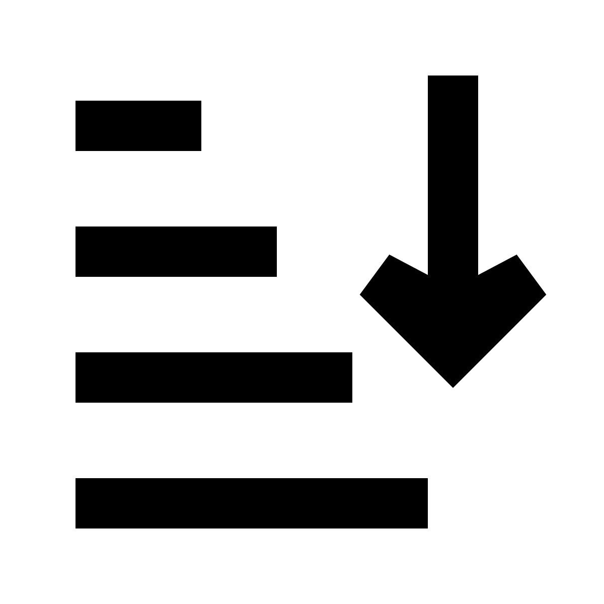 forma regular filled sharp style ascending sorting icon