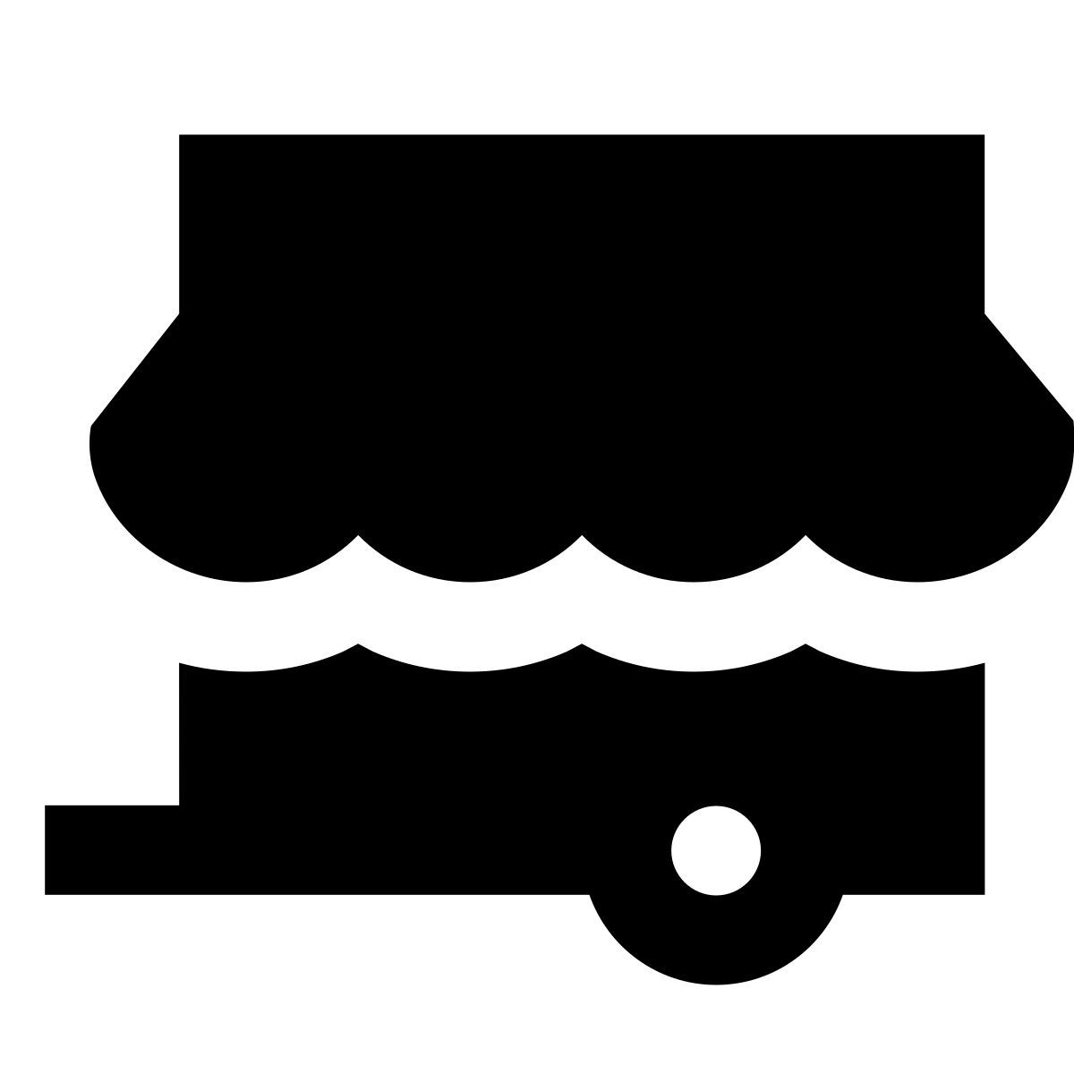 forma regular filled sharp style 바퀴가있는 키오스크 icon