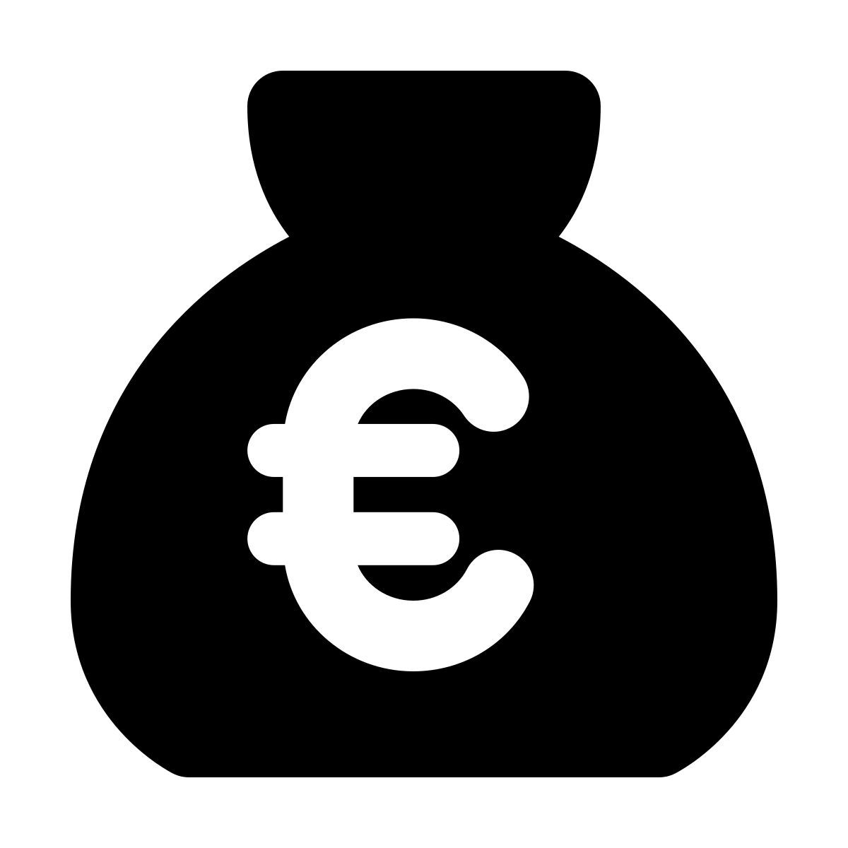 forma regular filled style bolsa de dinero de euros icon