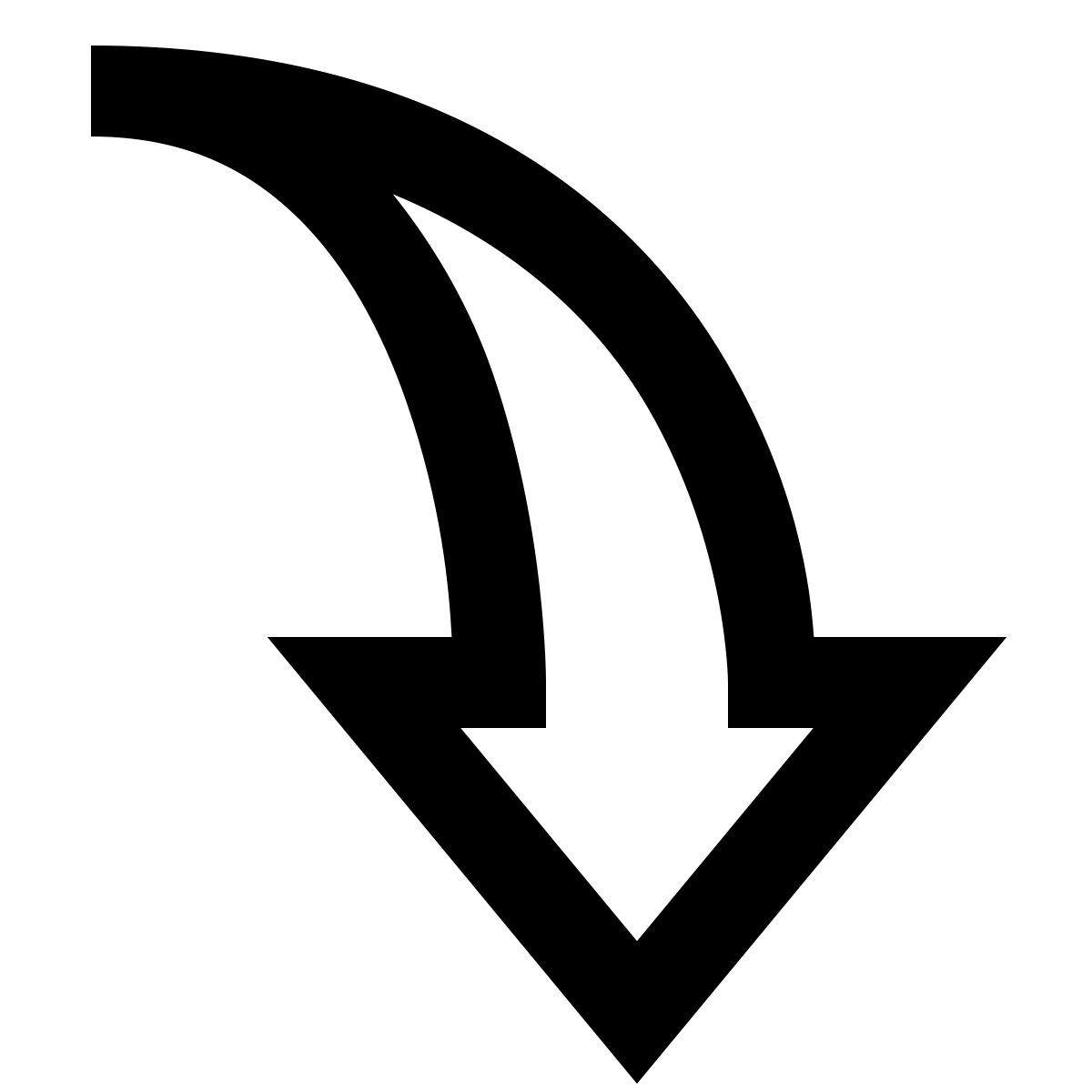 forma regular sharp style curved arrow downward icon