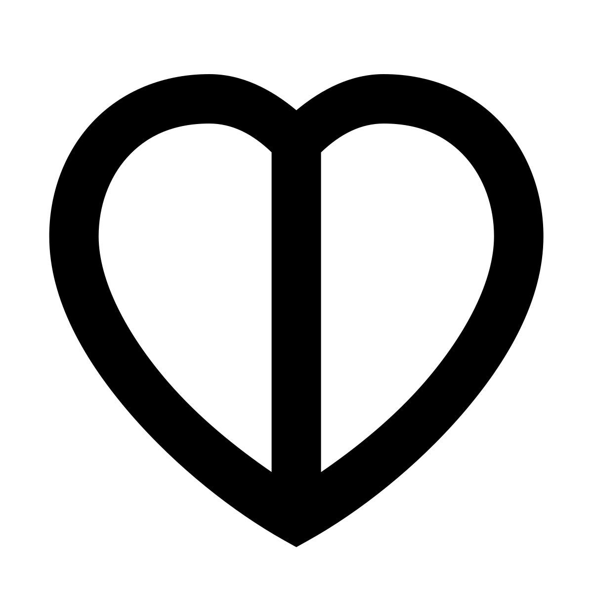 forma regular sharp style meio coração icon