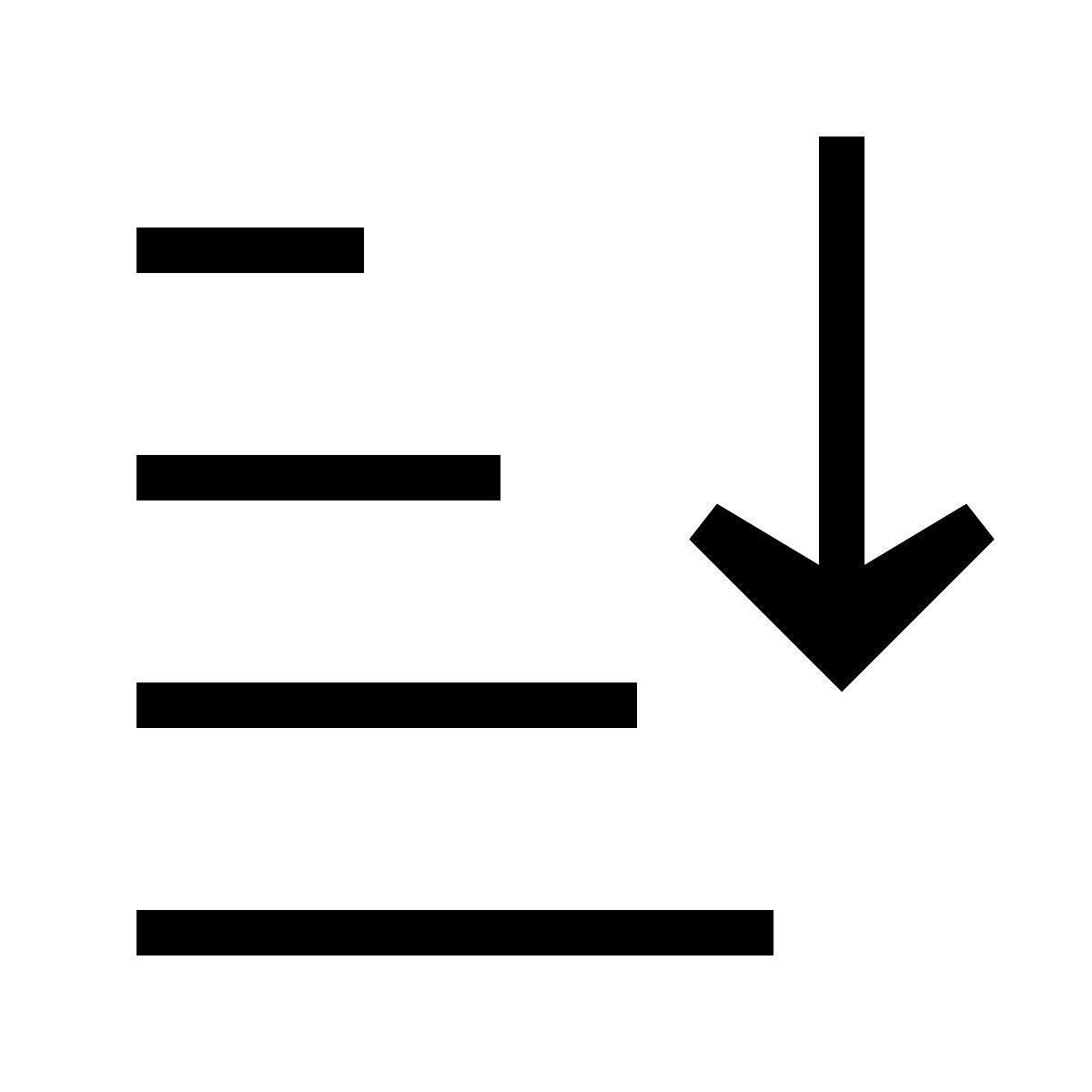 forma thin filled sharp style ascending sorting icon