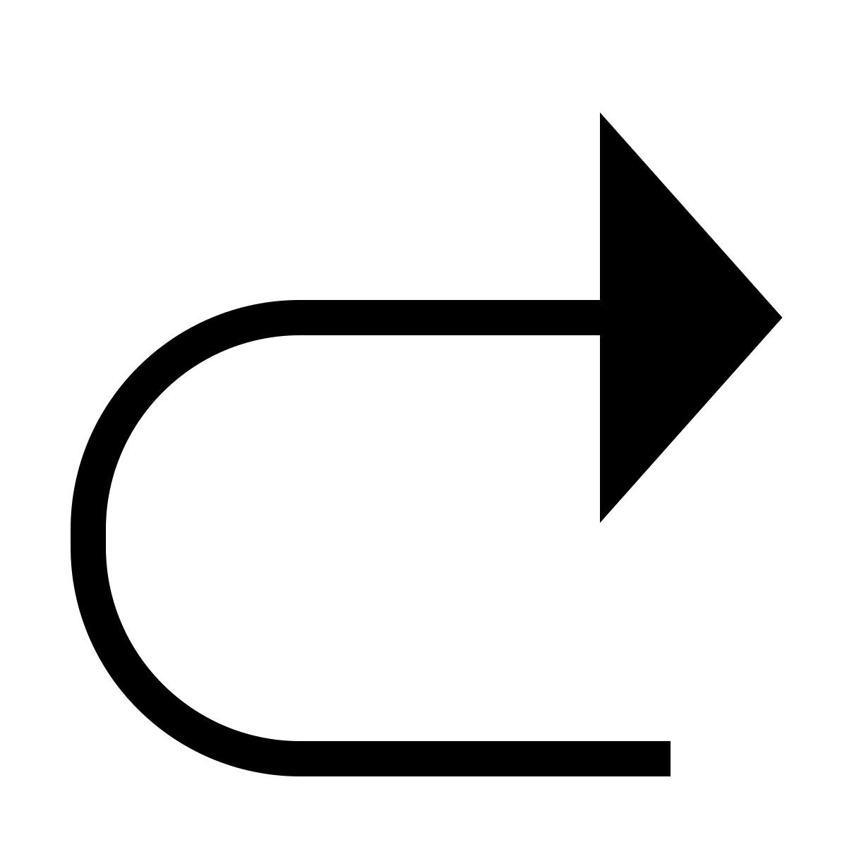 forma thin filled sharp style u turn to right icon