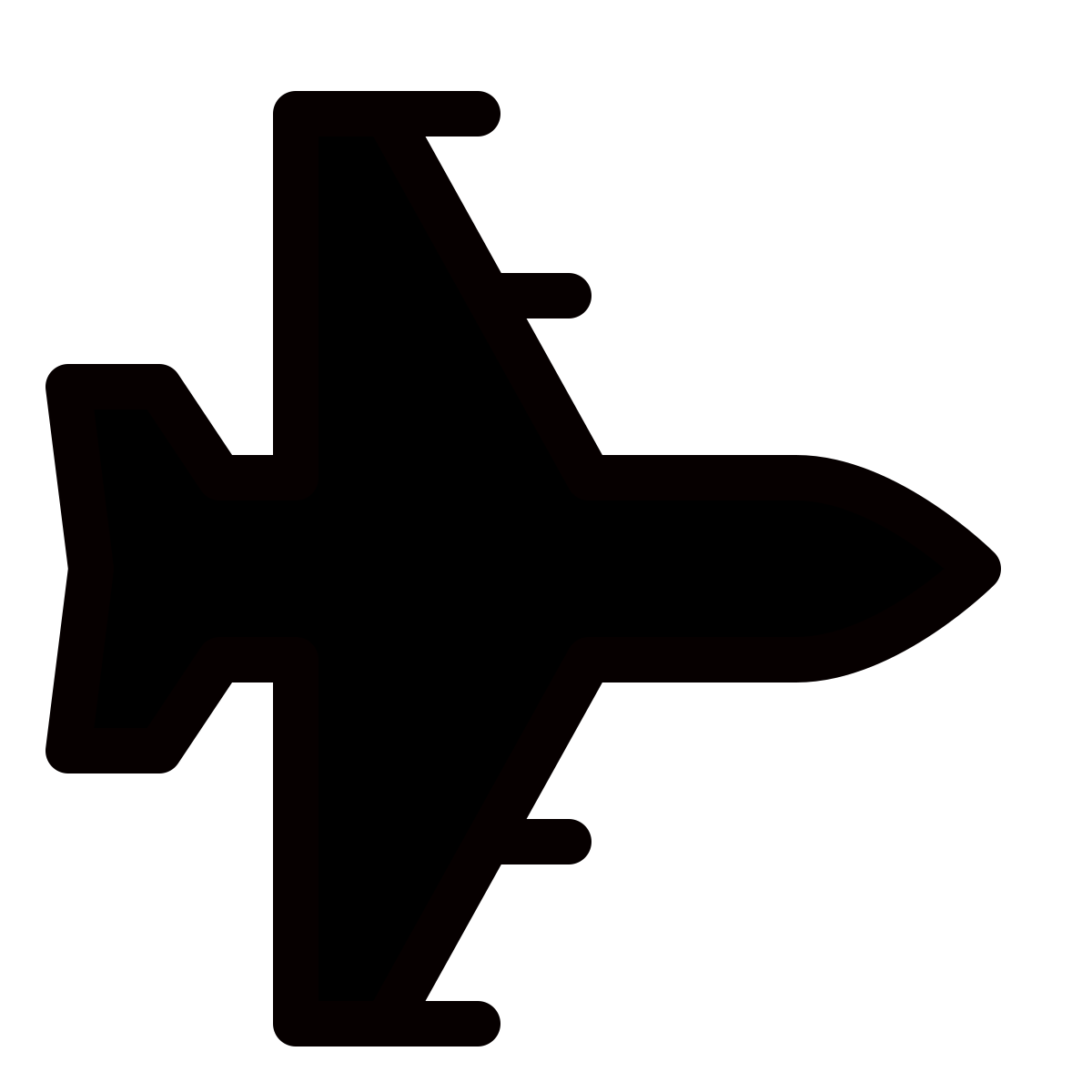 forma thin filled style fighter jet icon