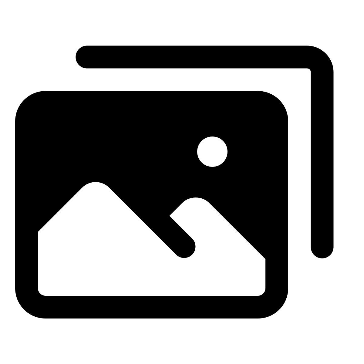 forma thin filled style pila de fotos icon