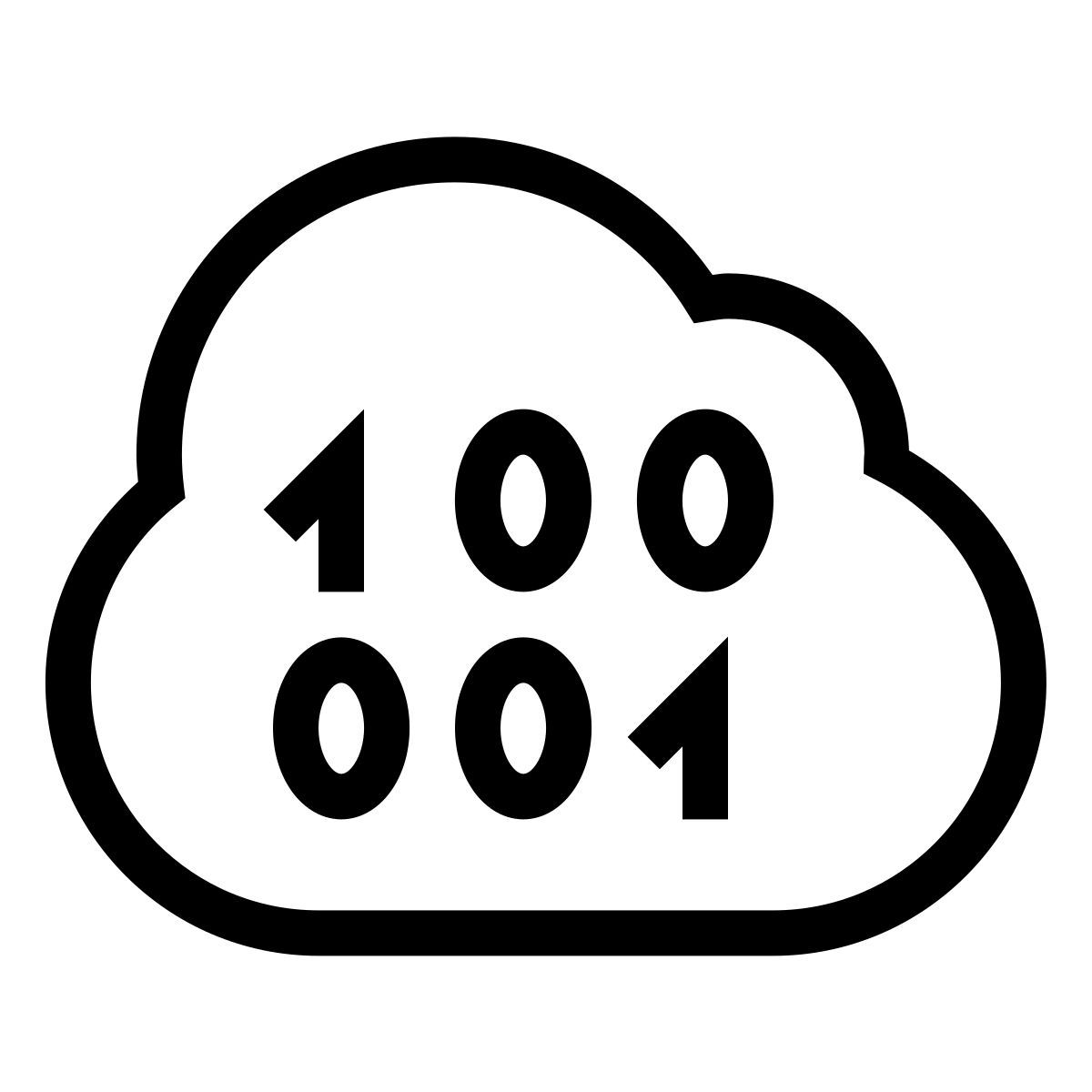 forma thin sharp style codice binario del cloud icon