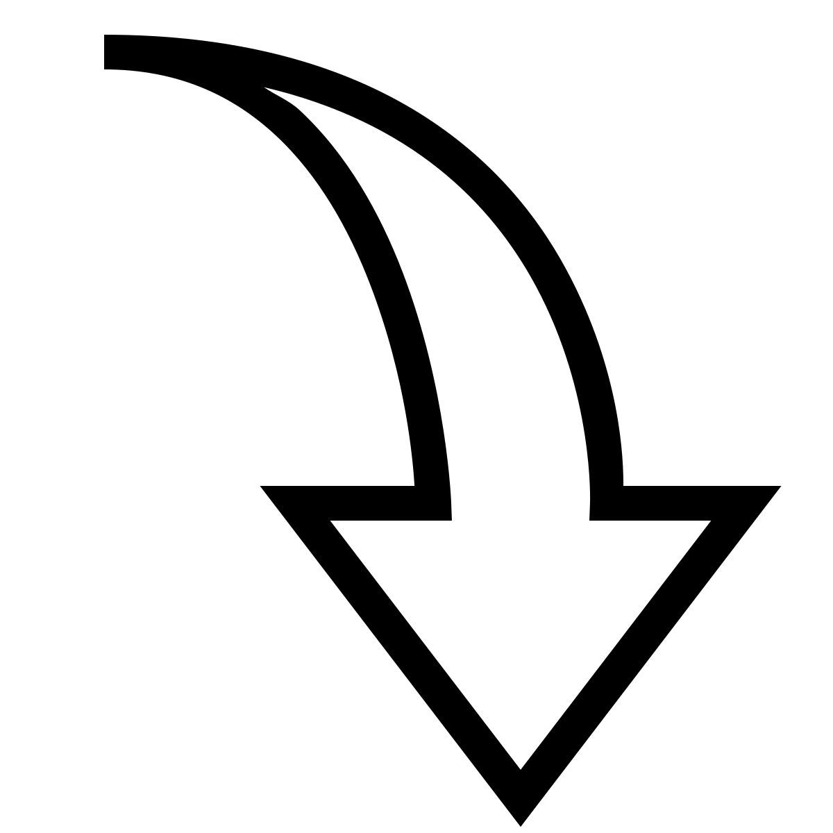 forma thin sharp style curved arrow downward icon