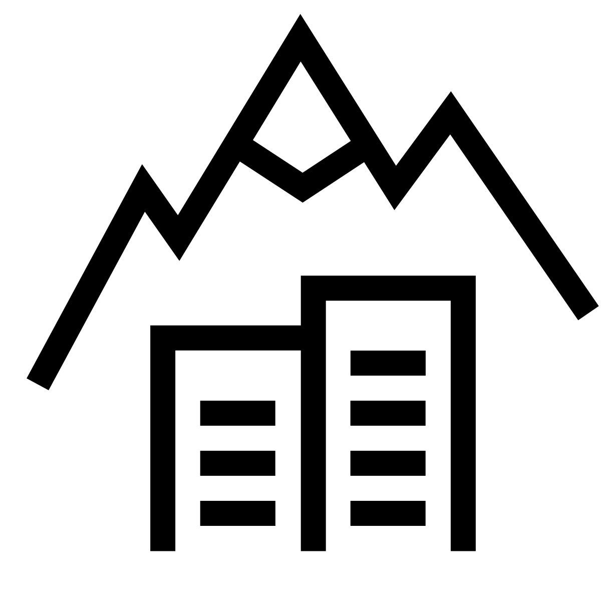 forma thin sharp style mountain city icon