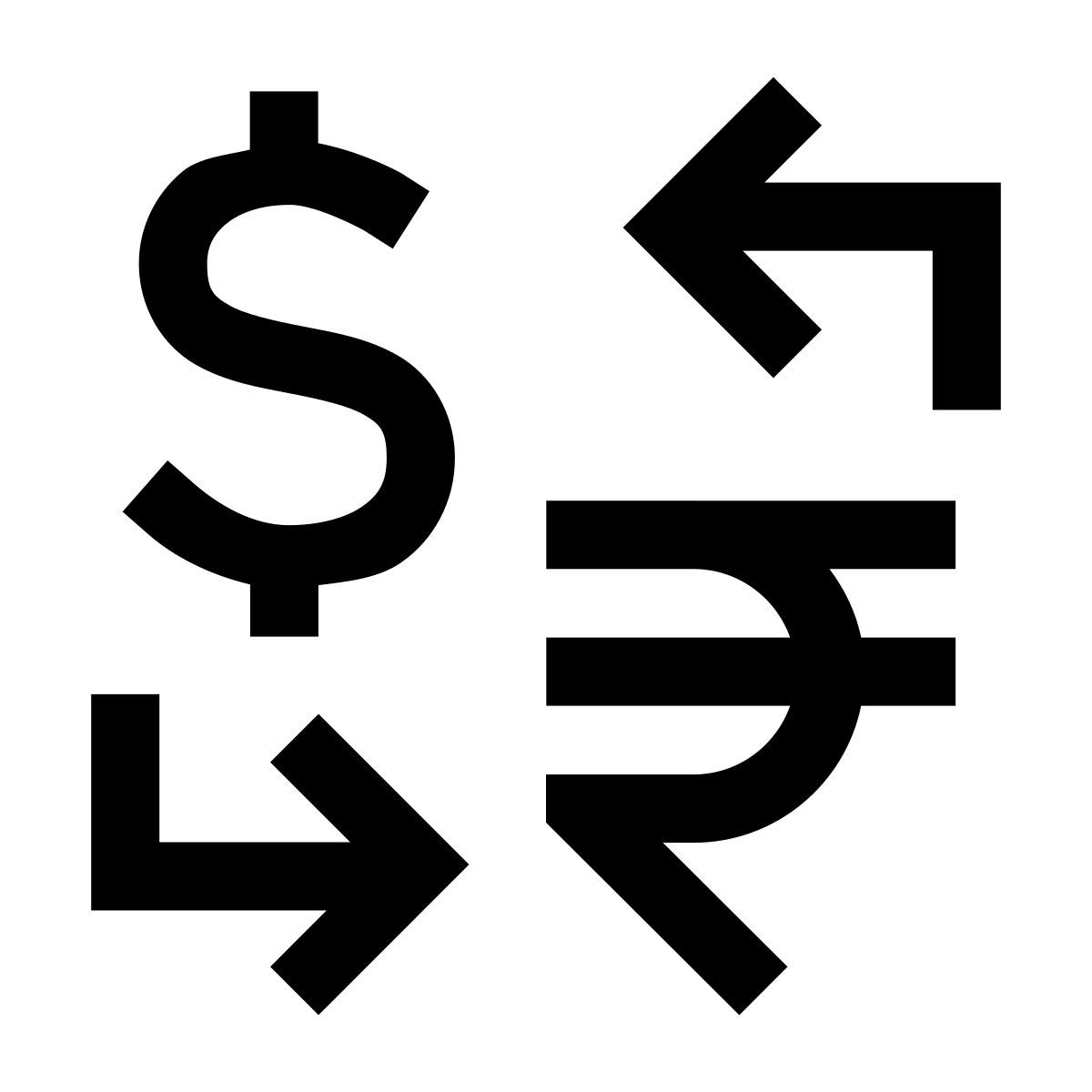 forma thin sharp style dollar rupee exchange icon