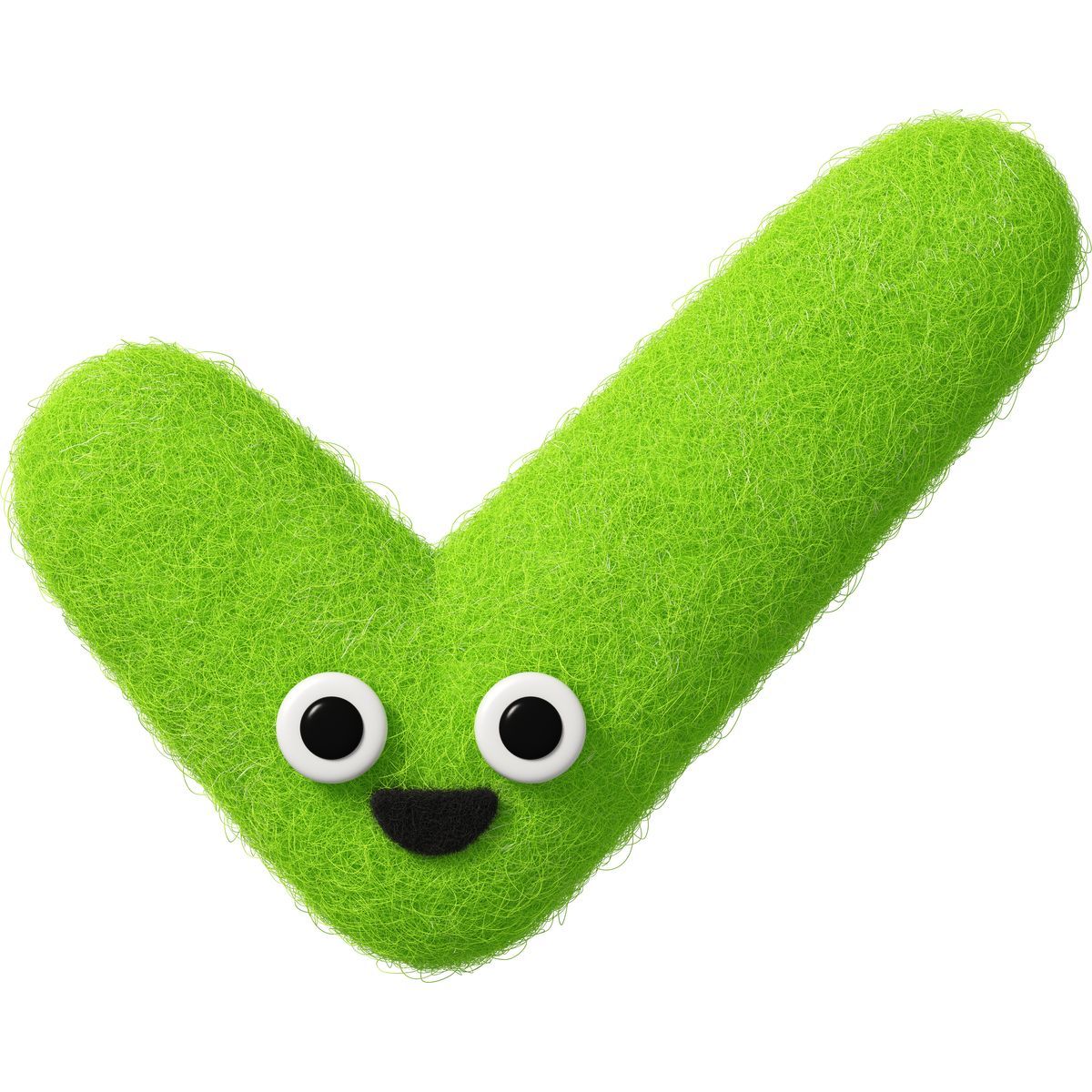 fuzzy style cute green check mark icon icon