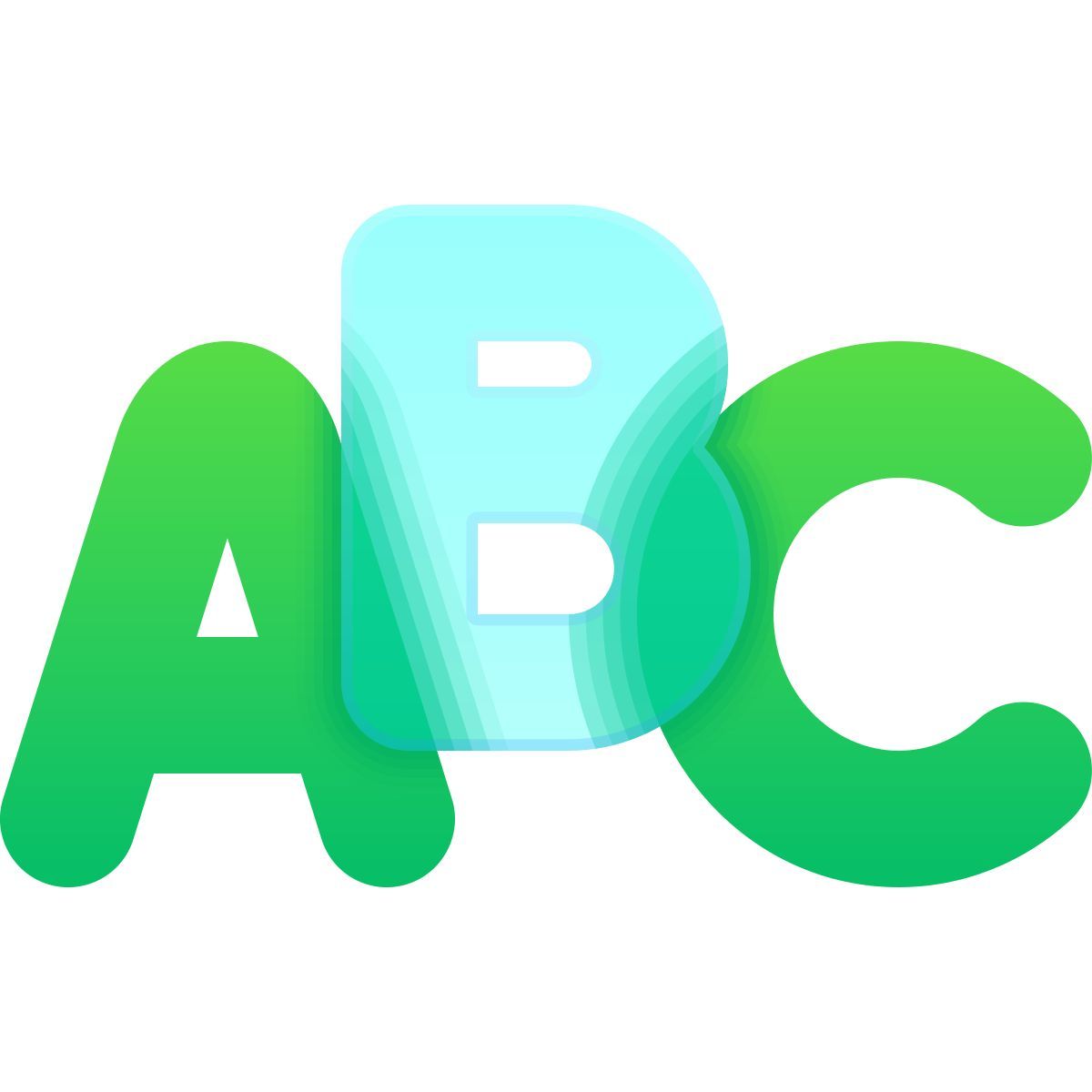 glassmorphism style abc icon