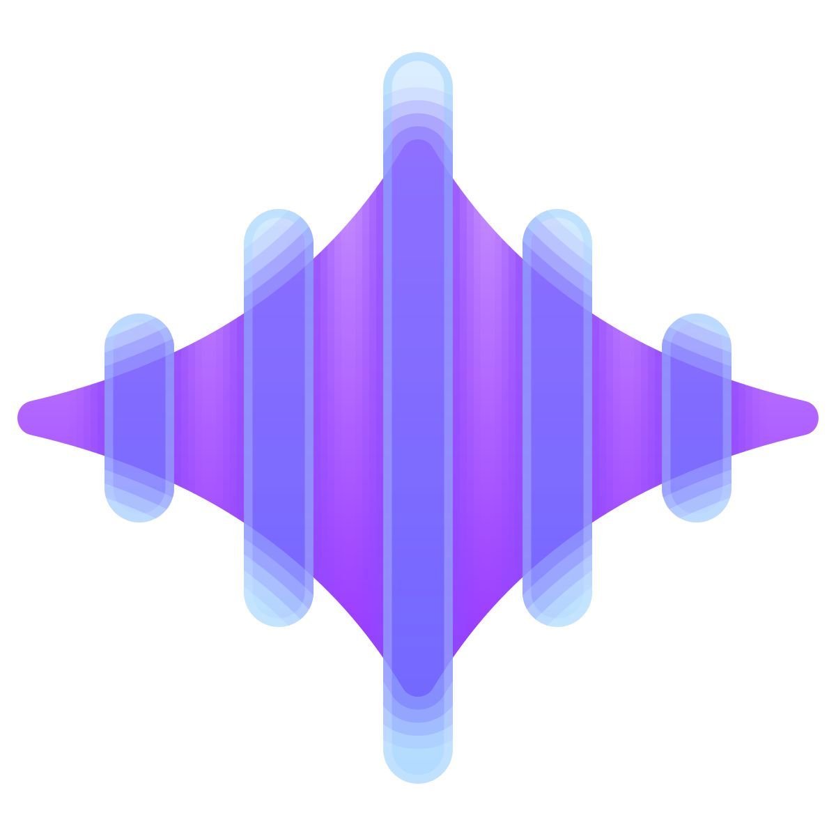 glassmorphism style audio wave icon