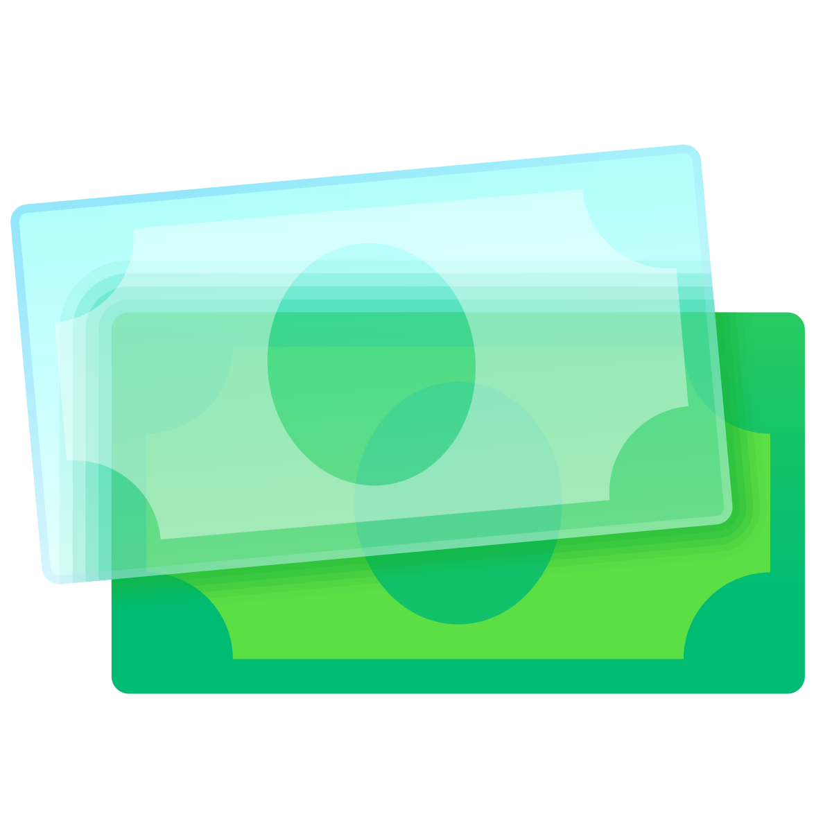 glassmorphism style banknotes icon