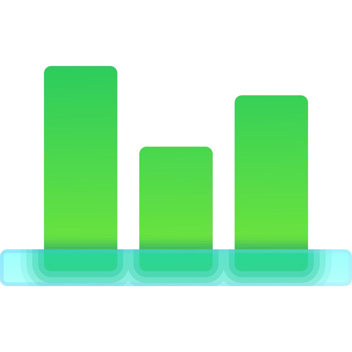 glassmorphism style bar graph icon