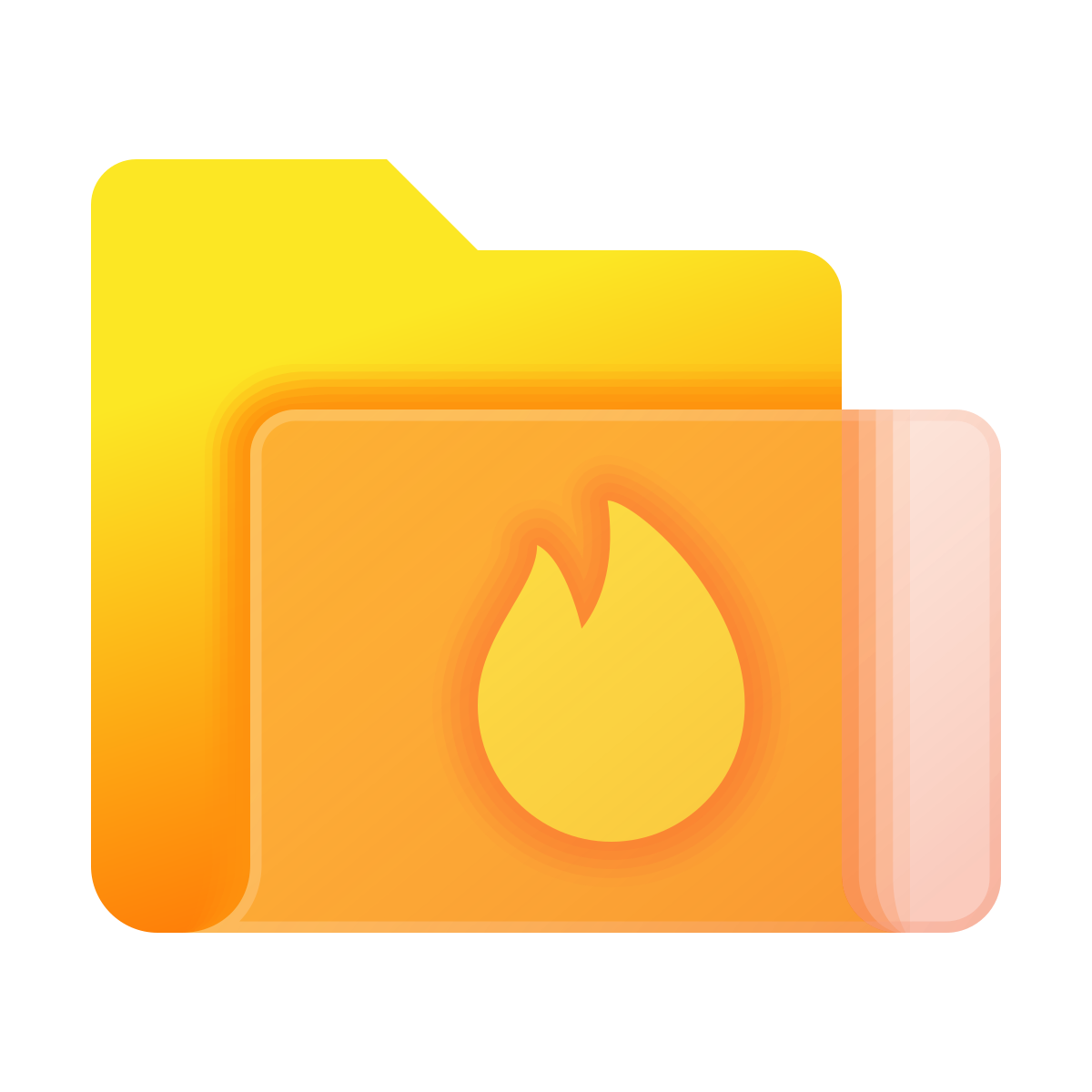 glassmorphism style burn folder icon