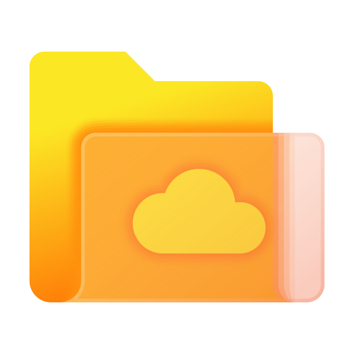 glassmorphism style cloud folder icon