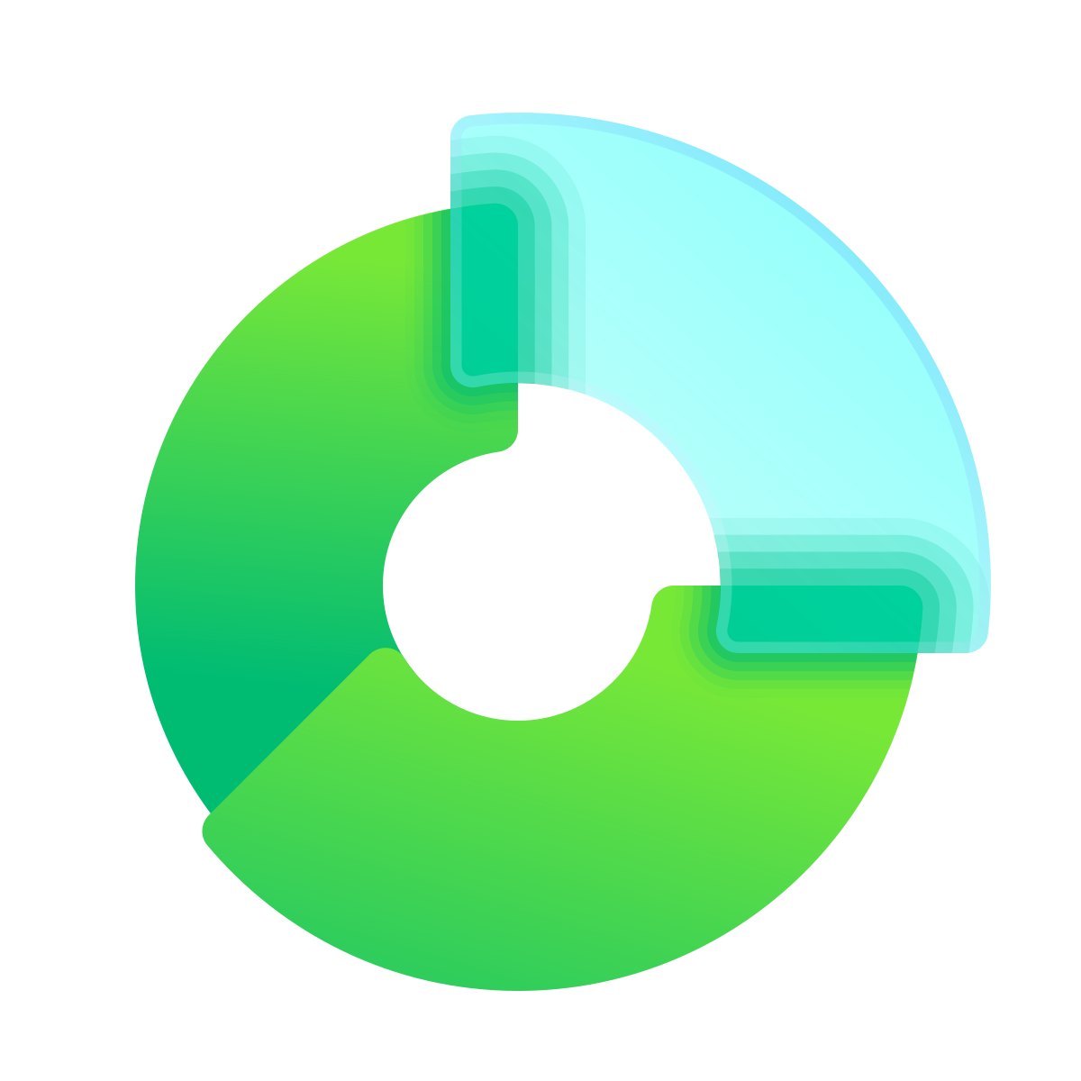 glassmorphism style doughnut chart icon