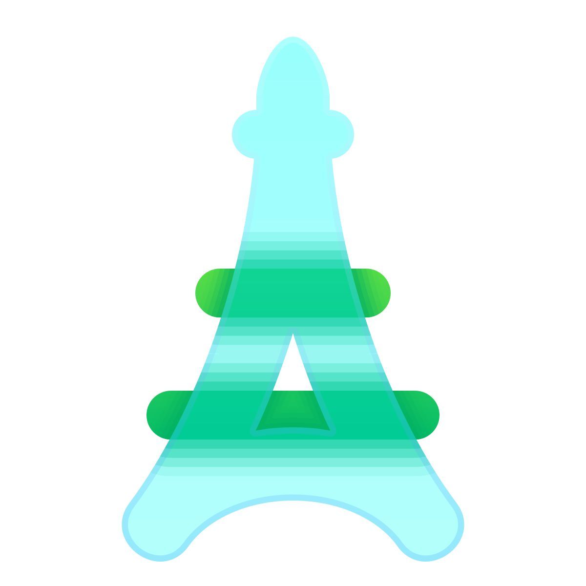 glassmorphism style eiffel tower icon