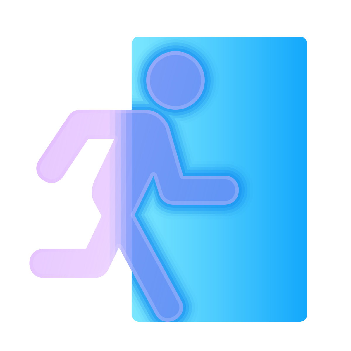 glassmorphism style fire exit icon
