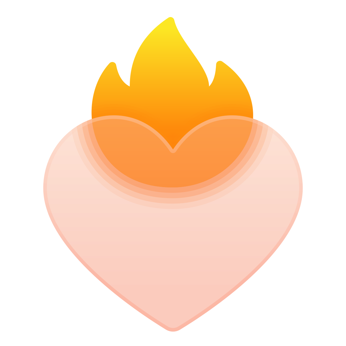 glassmorphism style fire heart icon