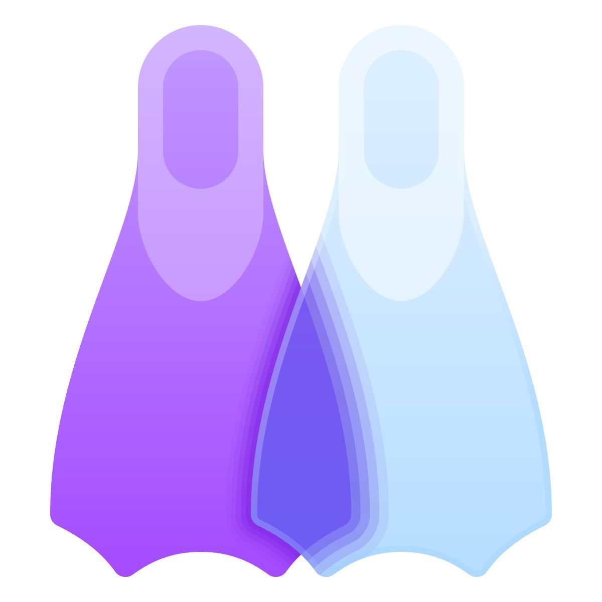 glassmorphism Stil schwimmflossen Icon
