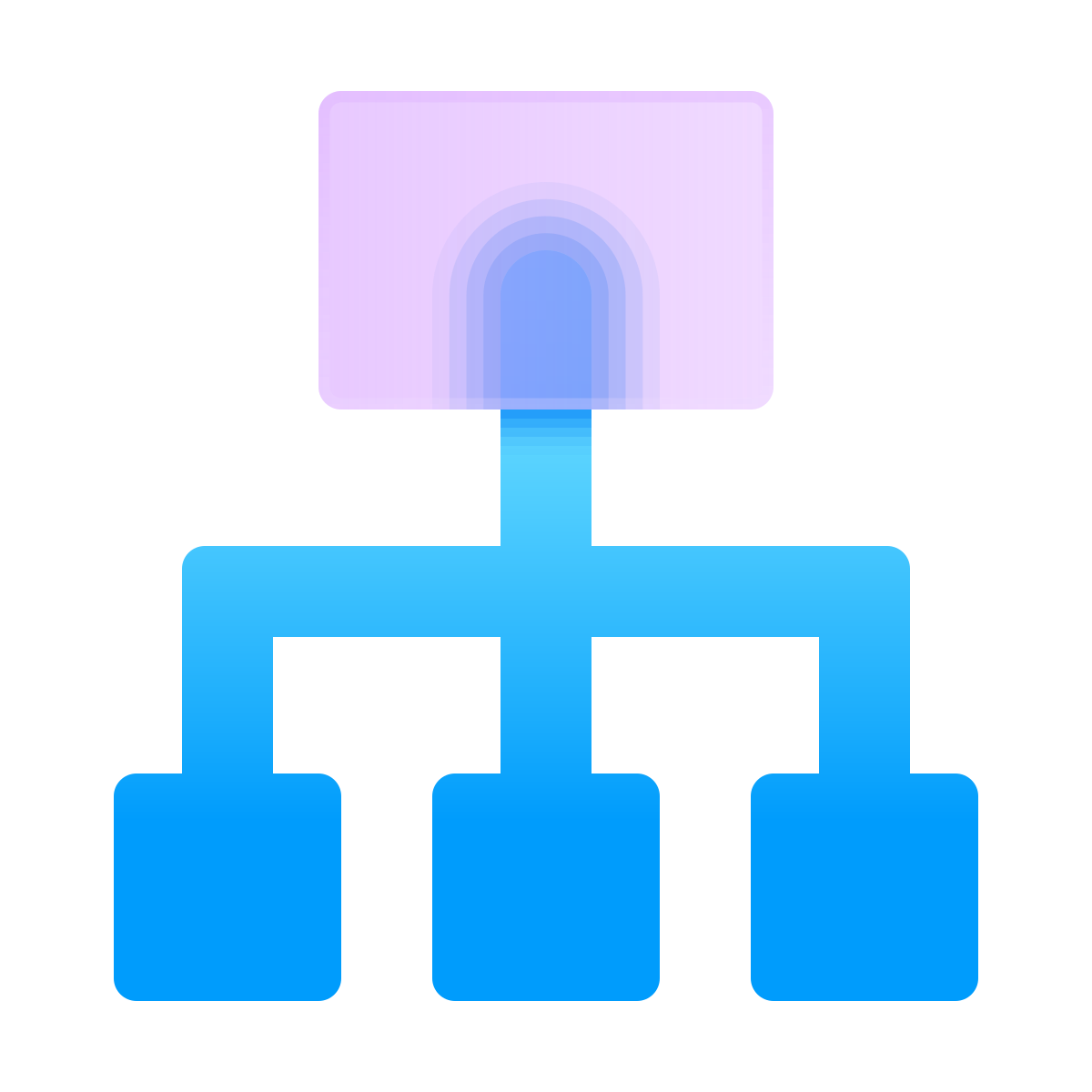 glassmorphism style flow chart icon