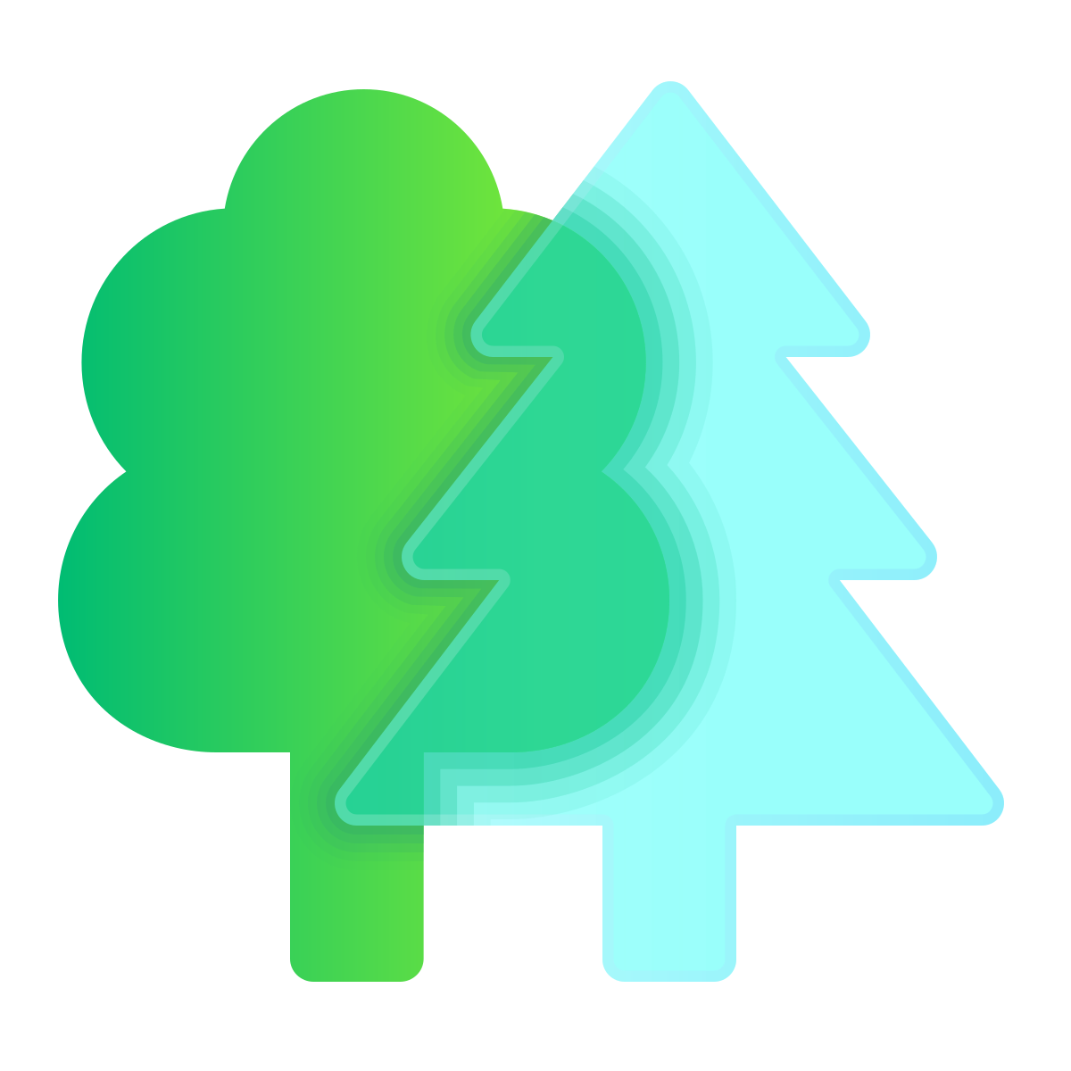 glassmorphism style forest icon