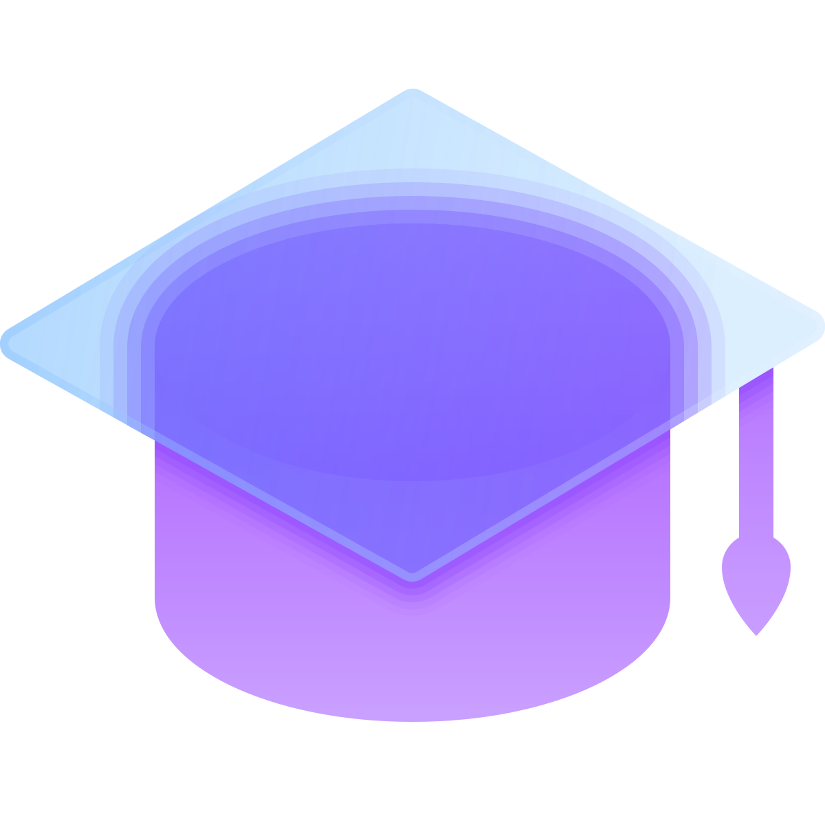 glassmorphism style graduation cap icon
