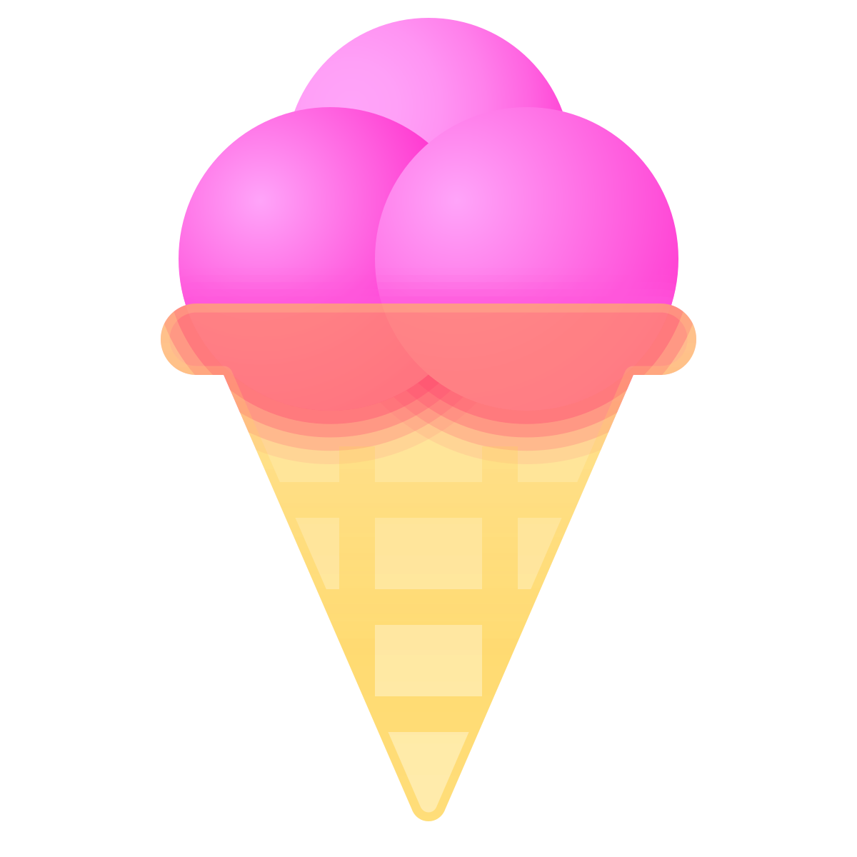 glassmorphism style ice cream cone icon