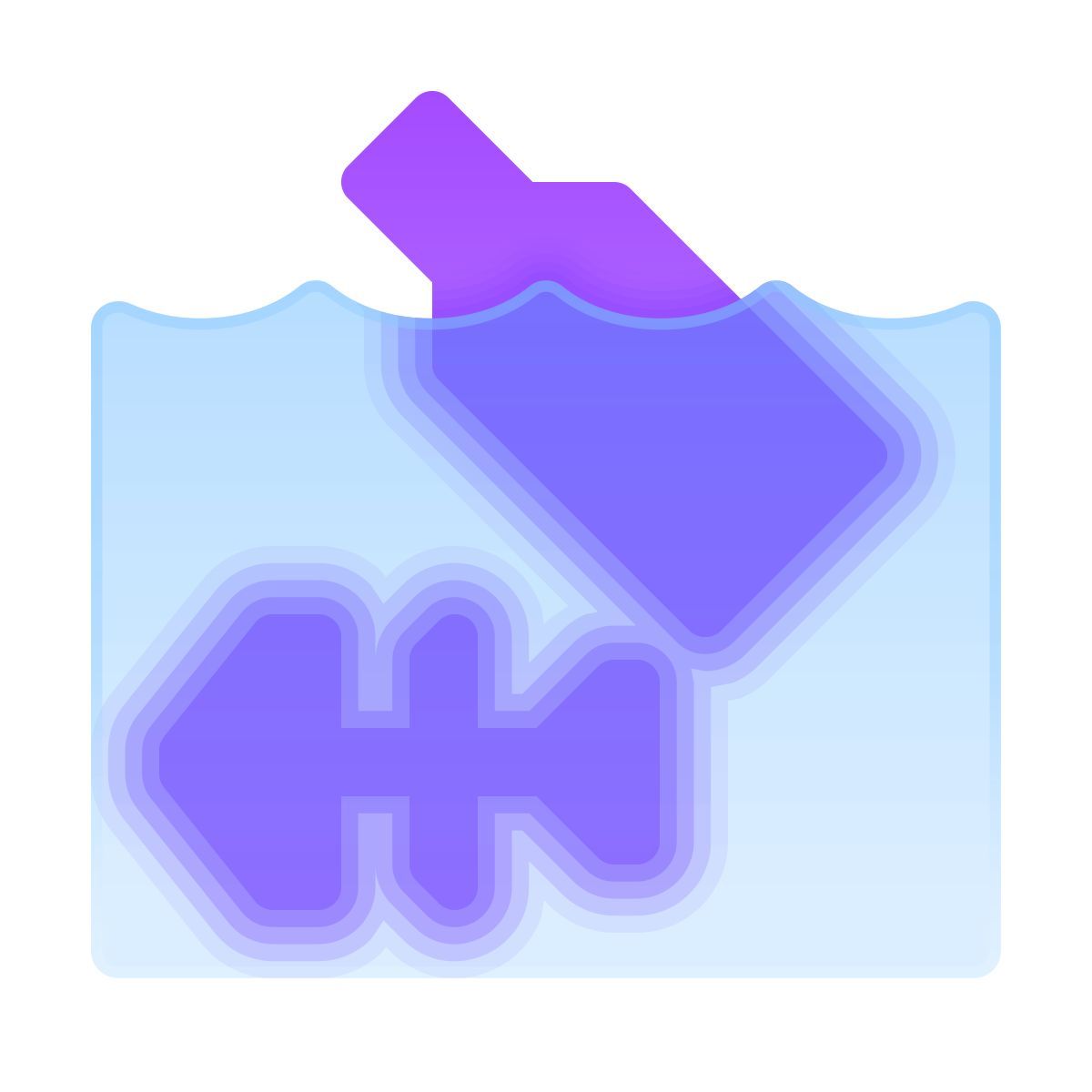 glassmorphism style 해양 오염 icon