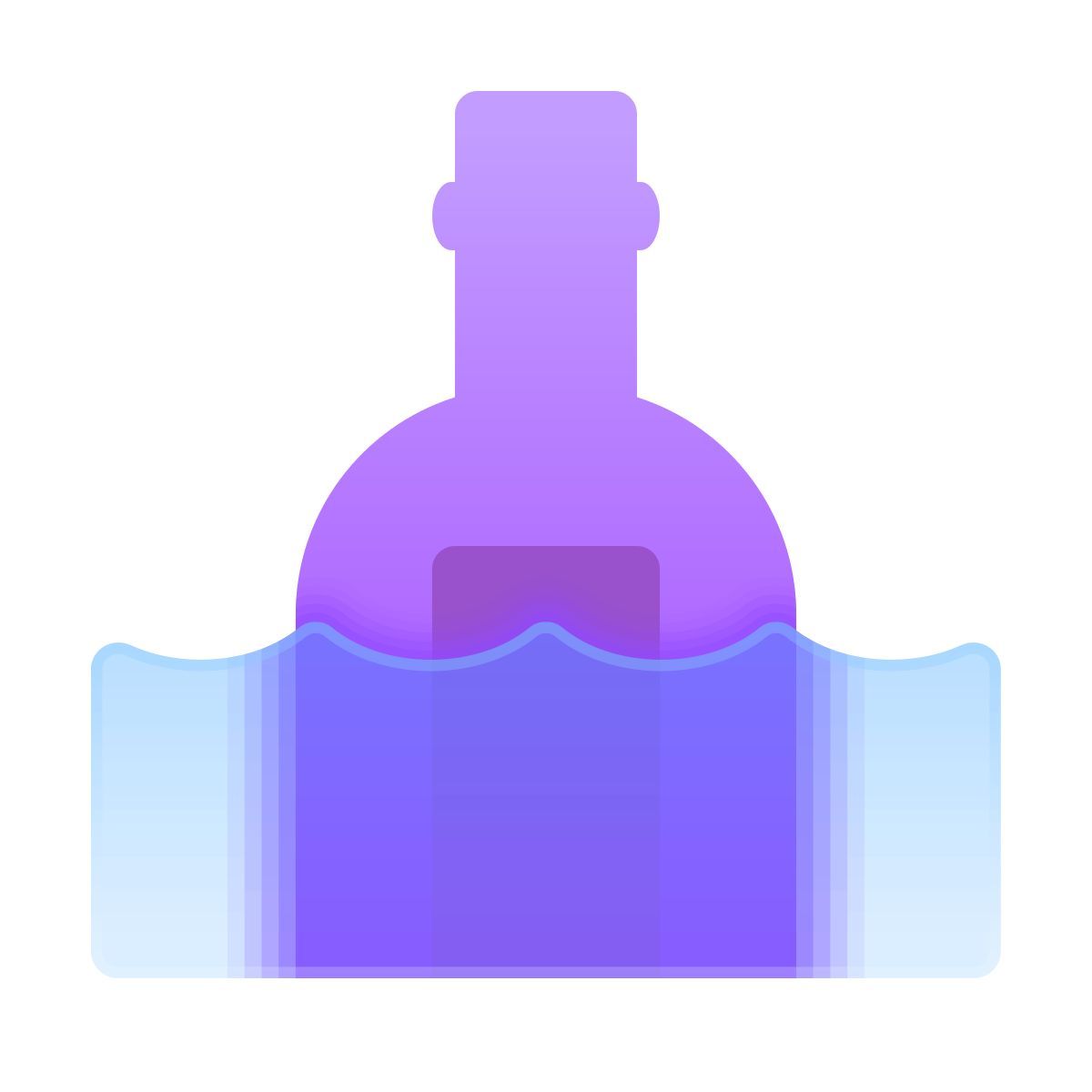 glassmorphism style message in bottle icon