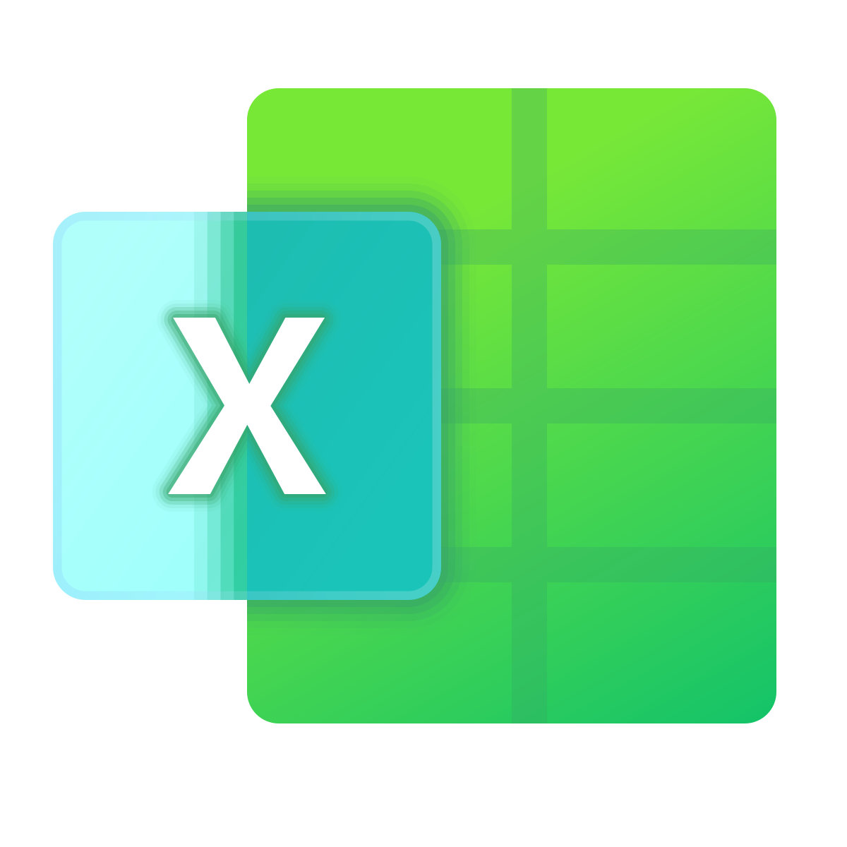 glassmorphism style microsoft excel 2019 icon