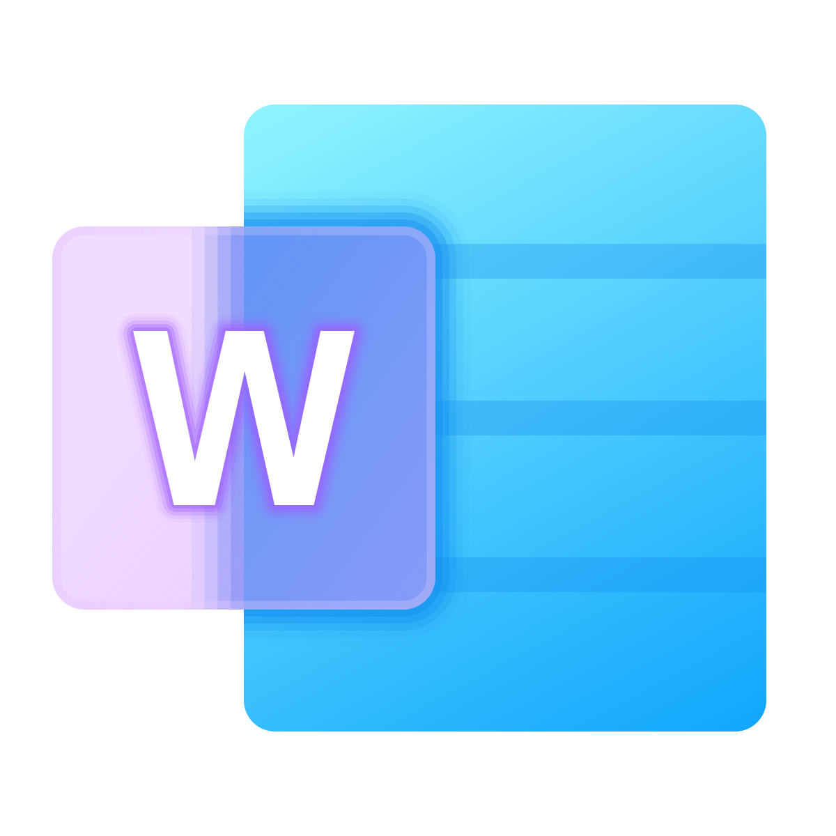 glassmorphism style microsoft word 2019 icon