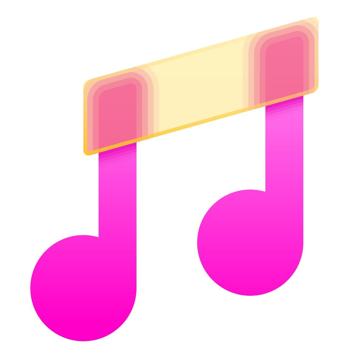glassmorphism style musical note icon