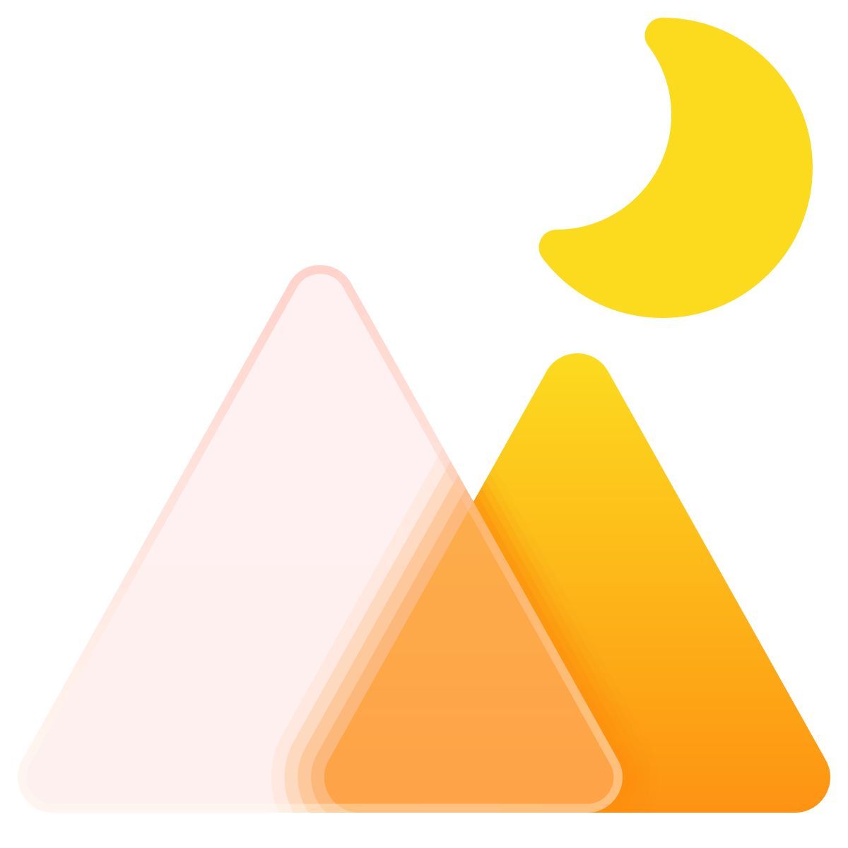 glassmorphism style night landscape icon