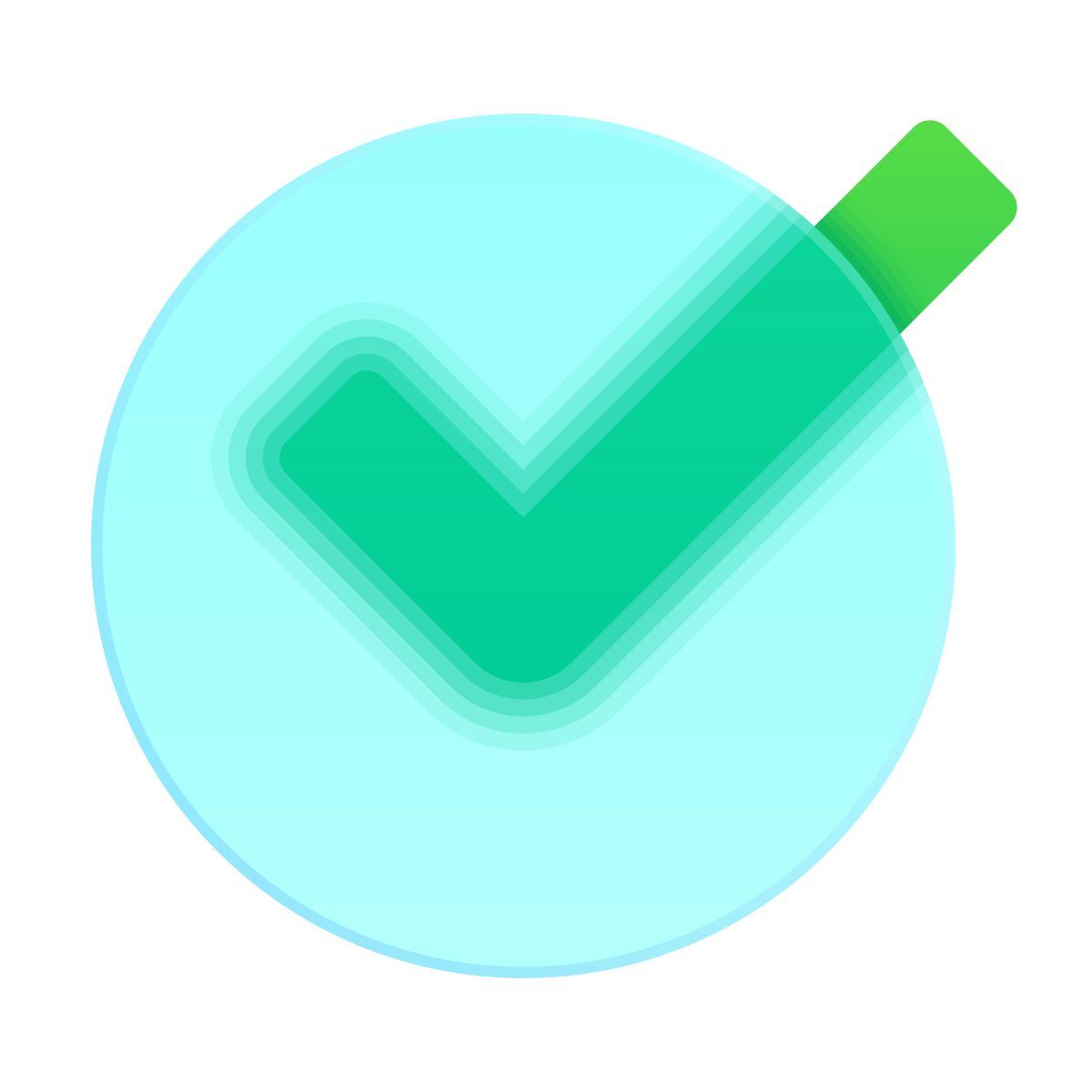 glassmorphism 스타일 check mark 아이콘