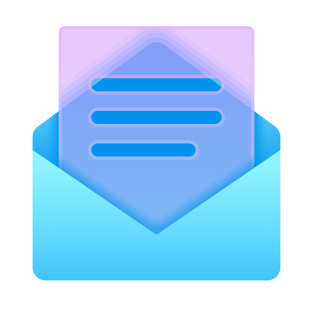 glassmorphism style open envelope icon